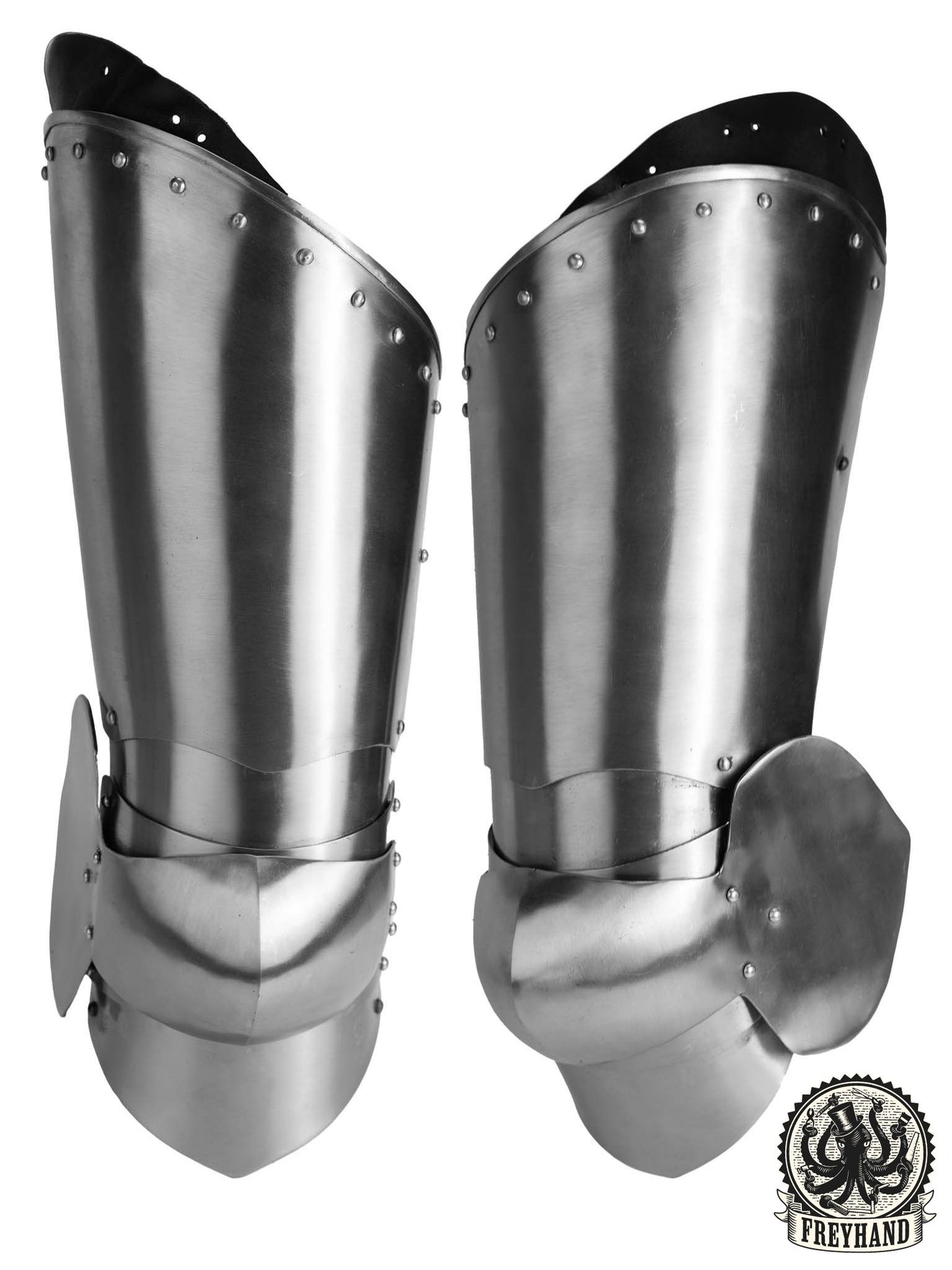 Beinpanzer "14es Jhd." Stahl blank Set