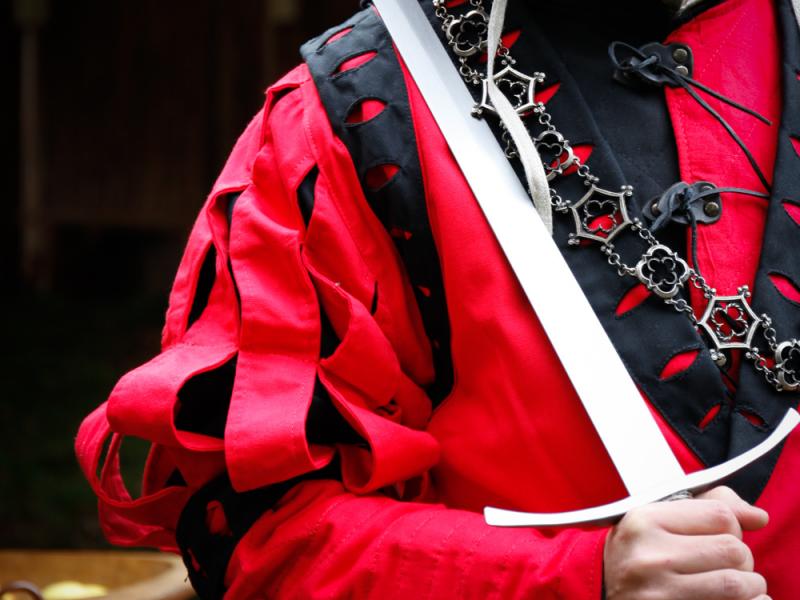 Landsknecht Ärmel Streifen "Imperialis" rot-schwarz