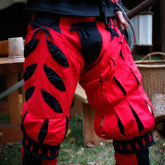 Landsknecht Hosenbein Schnitte "Imperialis" rot-schwarz