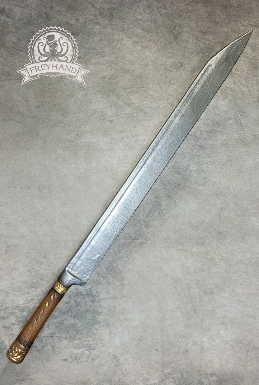 Set aus Saxschwert, Lederscheide und Schultergurt