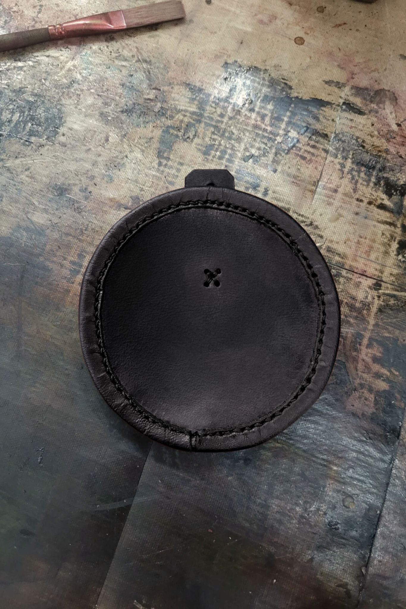 Set di dischi galleggianti in pelle rotondi neri