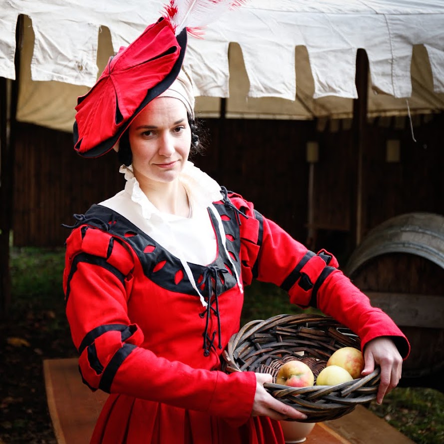 Landsknecht Ärmel Streifen Flora Rot/Schwarz