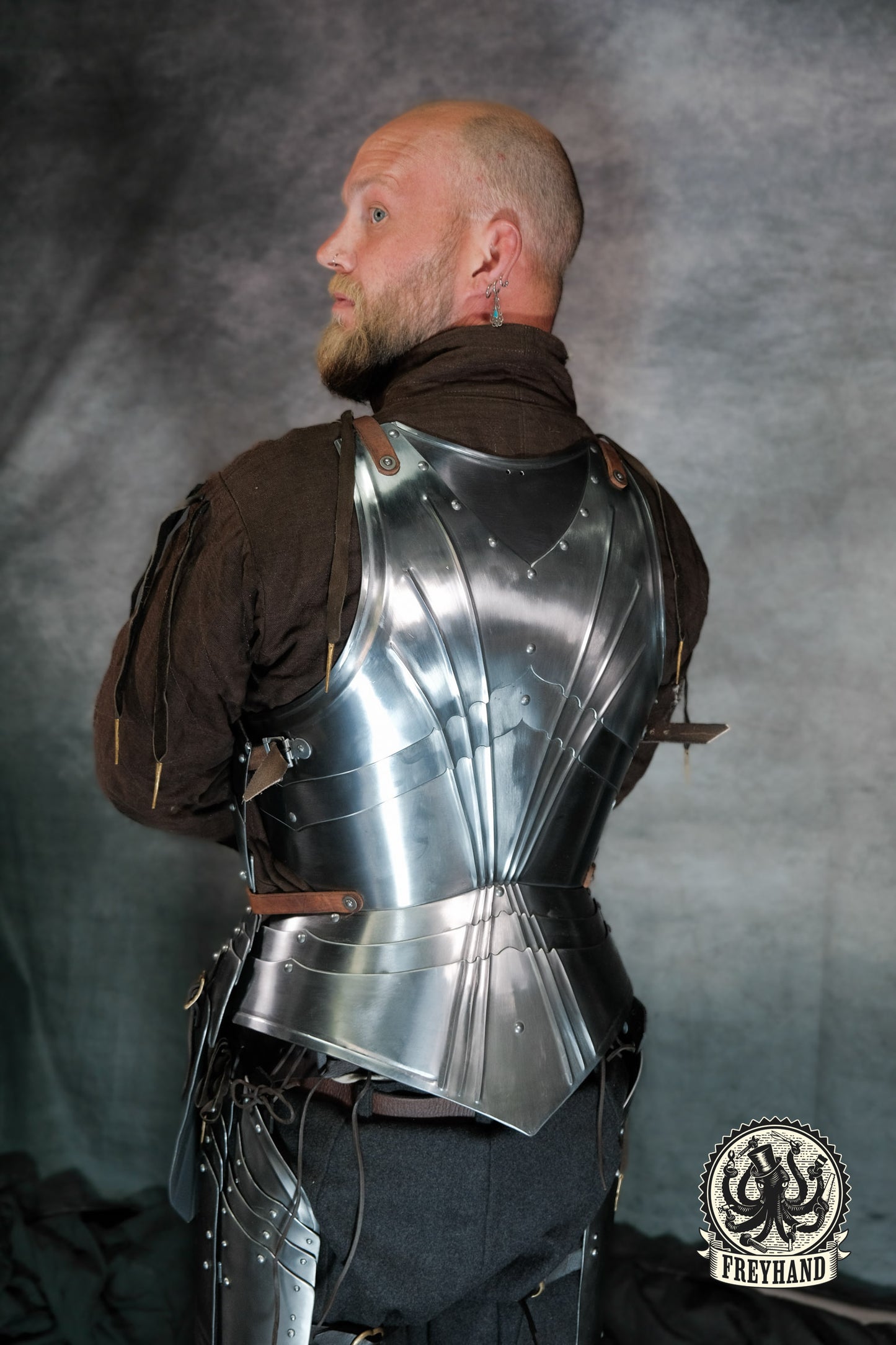 Gotischer Plattenpanzer "Typ 1" Rücken Stahl blank