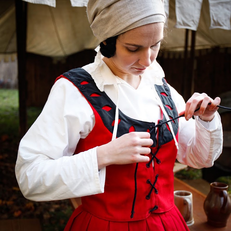 Landsknecht Mieder Flora Rot/Schwarz