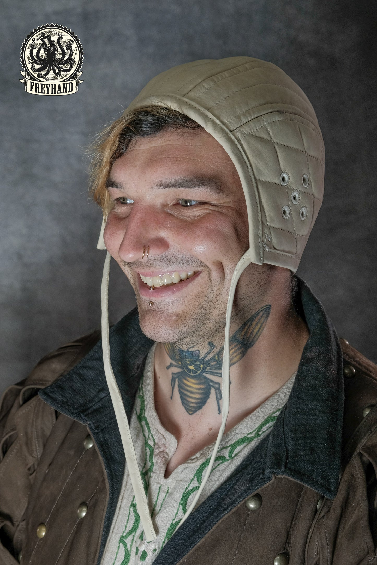 Polsterhaube "Bernhard" Nubukleder - natur