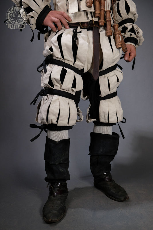Landsknecht Knee‑Breeches Stripes "Imperialis" natural‑black