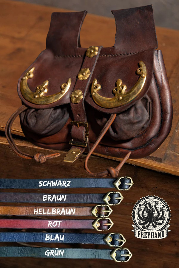 Nierentasche mit Messingbeschlägen "Louis" Leder