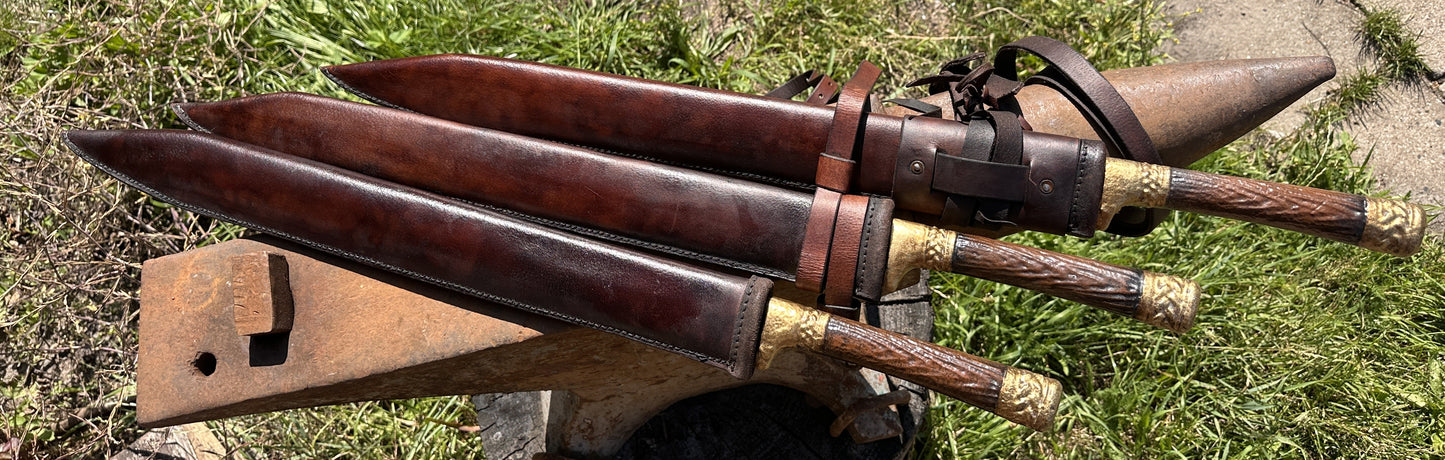 Saxschwertscheide "Pinus" Leder braun 61cm